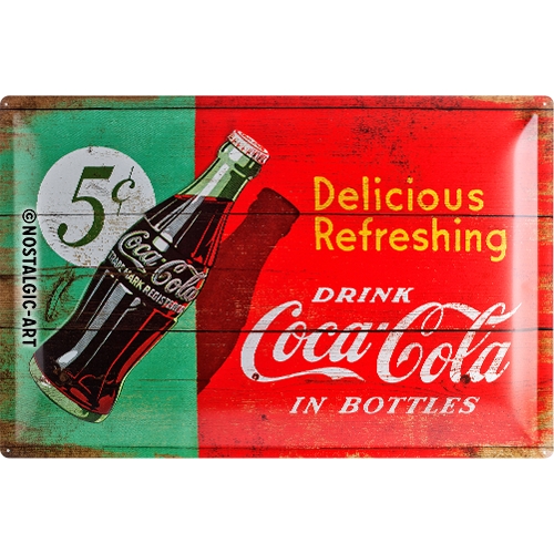 40 x 60 cm motivgeprägt Blechschild Coca-Cola Delicious refreshing