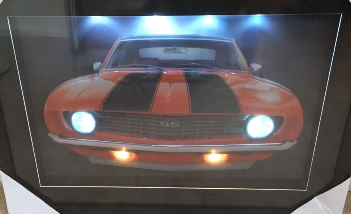 1969-er Chevrolet Camaro Bild mit LED Licht und 3D-Effekt einzigartig 52x38cm