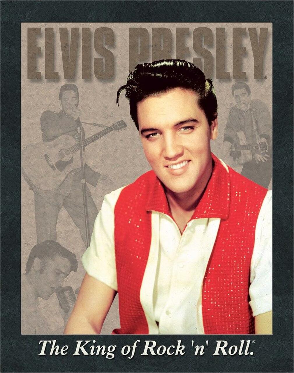 Elvis Portrait Musik Kult Blechschild Flach Neu aus USA 31x40cm mit Bset 